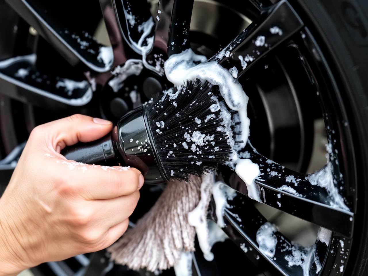 Hand scrubbing wheel with brush and foam